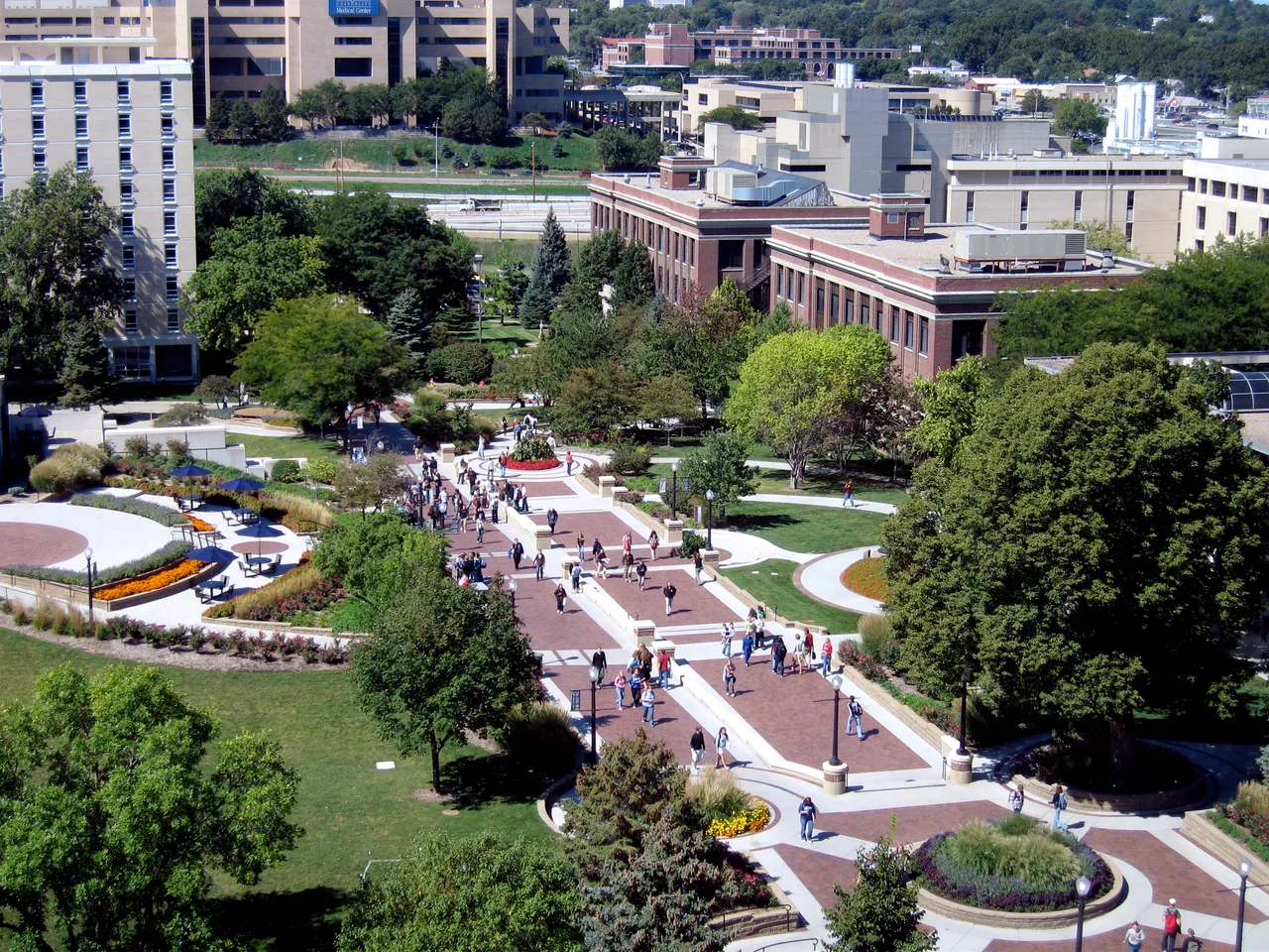 The west mall and campus buildings at Creighton University.