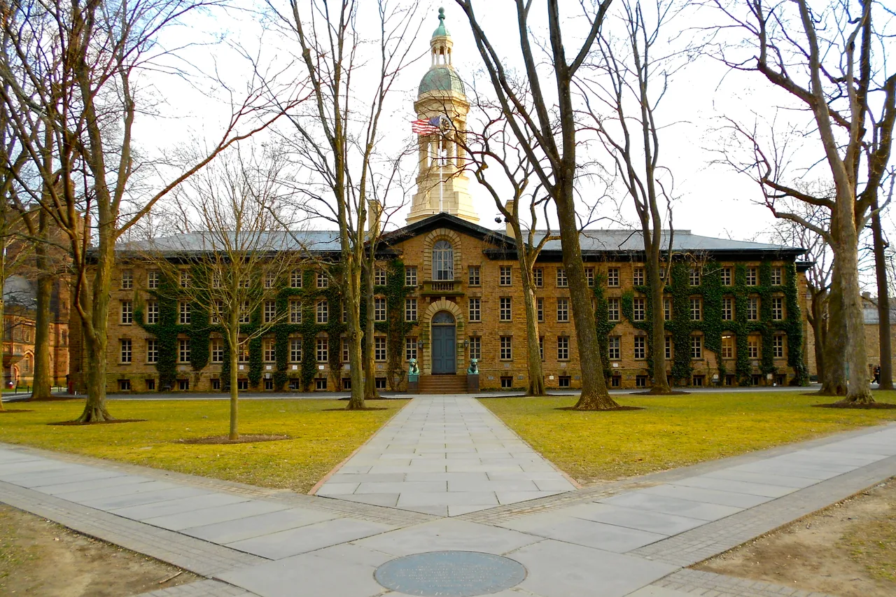 Nassau Hall’s stone facade and cupola at Princeton University.