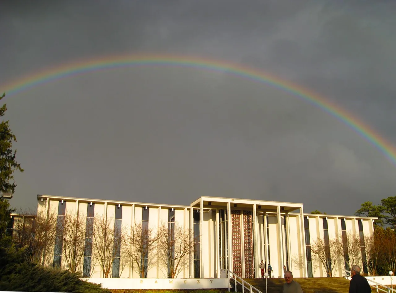 University of North Carolina Asheville campus: Rainbow over Ramsey Library at UNC Asheville